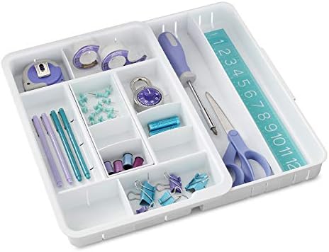  Expandable Utensil Tray DrawerFit Organizer, White.