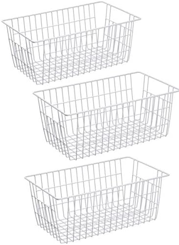  Wire Storage Basket Freezer Organizer Bins Metal Wire Baskets Wire Organizer Storage Baskets For Kitchen, Cabinets, Pantry, Freezer, BathroomSet Of 3