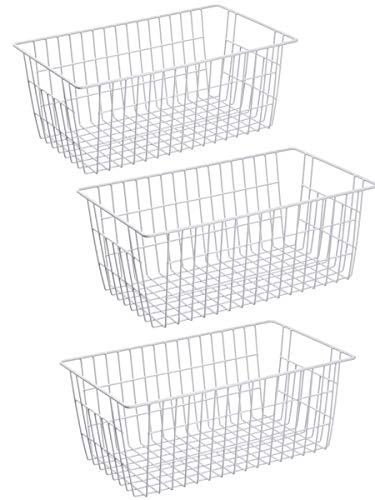  Wire Storage Basket Freezer Organizer Bins Metal Wire Baskets Wire Organizer Storage Baskets For Kitchen, Cabinets, Pantry, Freezer, BathroomSet Of 3