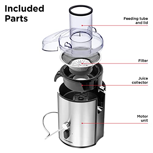  2-Speed Electric Juicer, Extra-Wide Feeding Tube For Whole Fruits, Make Nutritious Vegetable And Green Juice, Detachable 1-Quart Pitcher, Built-In Foam Separator, Dishwasher-Safe Parts