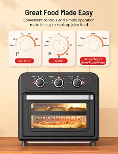  Ir Fryer, Paris Rhône 14.8 Quart Toaster Oven, 5-in-1 Convection Oven For 4-Slice Toast, 9-inch Pizza, Knob-Controlled Kitchen Countertop Appliance With 6 Accessories, Dishwasher Safe