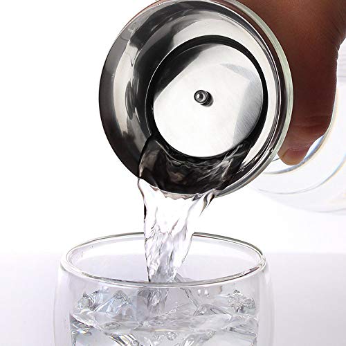  55 Oz Heat Resistant Borosilicate Water Carafe Glass Pitcher With Stainless Steel Flow Lid