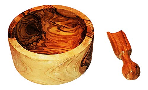  French 3" Olive Wood Salt Bowl And Mini Salt Scoop Gift Set, Imported