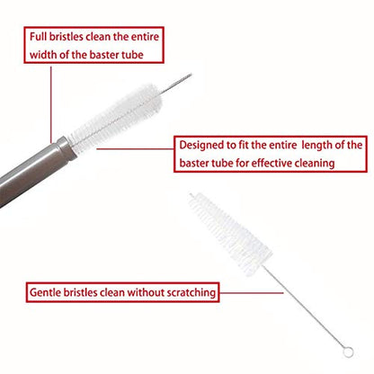  Home Servz Deluxe 304 Stainless Steel Turkey Baster Syringe Injector Needle With Cleaning Brush & Heavy Duty 12 Inch Stainless Steel Handle Silicone BBQ Basting Brush