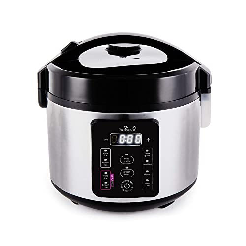  Asia Kumo YumCarb Rice Cooker With Ceramic Bowl And Advanced Fuzzy Logic, (5.5 Cups, 1 Litre), 5 Rice Cooking Functions, 3 Multicooker Functions, 110V US Power (Light Stainless Steel)