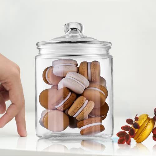  Glass Kitchen Jars,Salzesfalls Food & Cookie Storage Containers,Glass Canisters With Airtight Lid For Pantry - Flour, Coffee, Cookies, Pasta, Candy （Set Of 4）