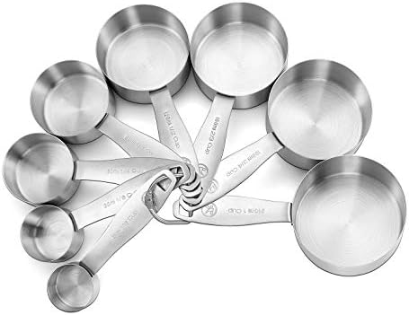  Measuring Cups And Spoons Set Of 21 Piece In 18/8 Stainless Steel, Heavy Duty 8 Measuring Cups, 7 Measuring Spoons, 1 Leveler & 5 Mini Measuring Spoons Ideal For Dry And Liquid Ingredients