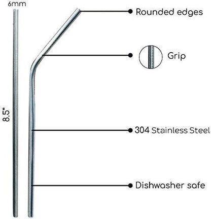  Wholesale 25 Piece Set Stainless Steel Straws Ultra Long 10.5 Inch Drinking Metal Straws Reusable Drinking Straws For 20 30 OZ (10 Straight | 10 Bent | 5 Brushes)