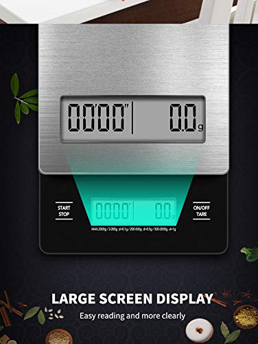  TTO Electronic Scale And Timer For Drip Coffee And Tea, High Precision, Unit Conversion, Auto Power Off