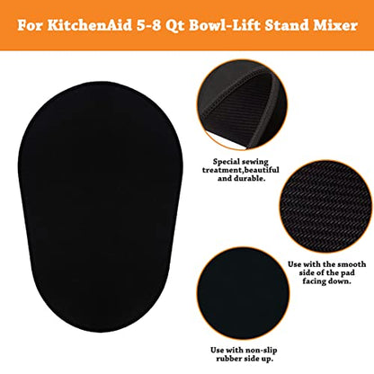  REIPOL Sliding Mat For Kitchenaid Mixer With 2 Cord Organizers，Mover Slider Mat Pad For 5-8 Qt Bowl Lift Stand Mixer, Compatible With Professional 600 Stand Mixer