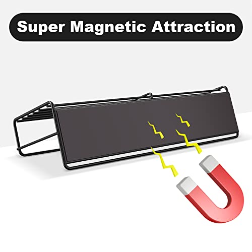  Mystozer 4 Pack Magnetic Spice Rack Organizer, Space Saver For Refrigerator And Microwave Oven, Metal Fridge Shelf, Black
