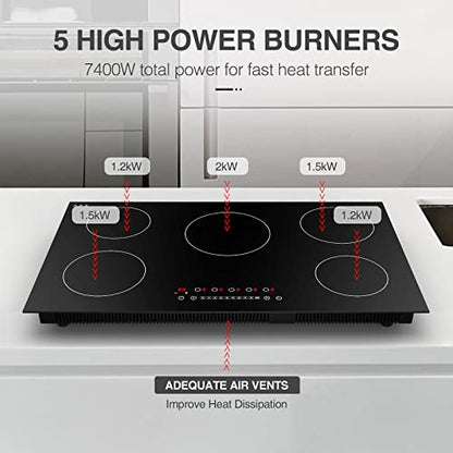  VBGK Induction Cooktop, Electric Stove Burner,Built-in And Countertop Electric Stove Top, LED Touch Screen,9 Heating Level, Timer & Kid Safety Lock, Touch Control