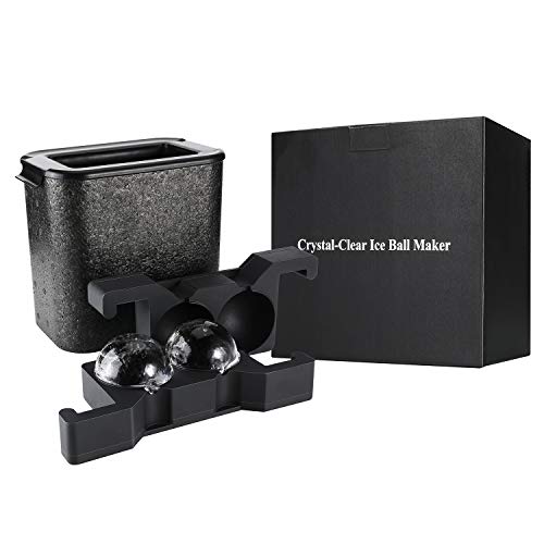  Whiskey Ice Ball Maker Crystal Clear Ice Ball Molds Large Sphere Ice Cube Trays For Whiskey, Cocktail, Brandy, Bourbon