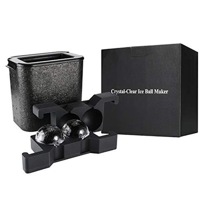  Whiskey Ice Ball Maker Crystal Clear Ice Ball Molds Large Sphere Ice Cube Trays For Whiskey, Cocktail, Brandy, Bourbon