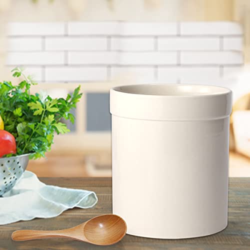  Ceramic Kitchen Utensil Holder, Utensil Crock Large Utensils Holder For Kitchen Decor, Cooking Tool Utensils Caddy For Countertop, White