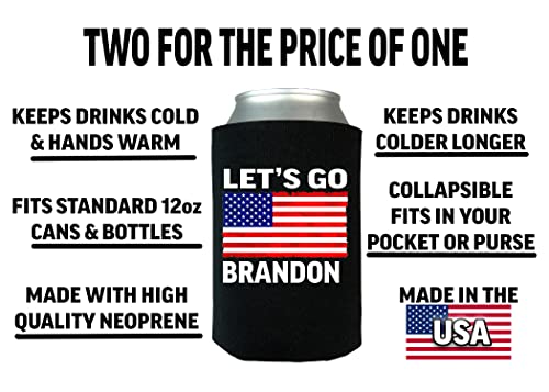  Funny Neoprene Lets Go Brandon Collapsible Beer Can Bottle Beverage Cooler Sleeves 2 Pack