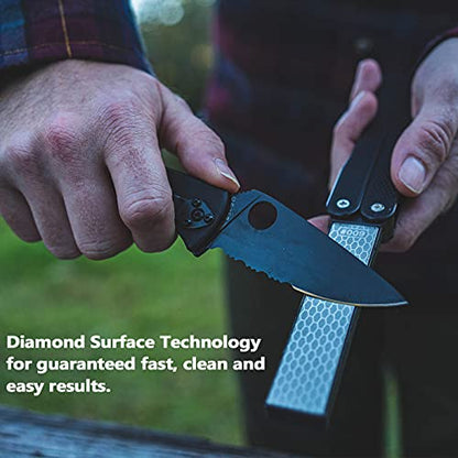  5" Diamond Pocket Sharpener Folding Knife Garden Tools Sharpening 400/600 Grit Double Sided