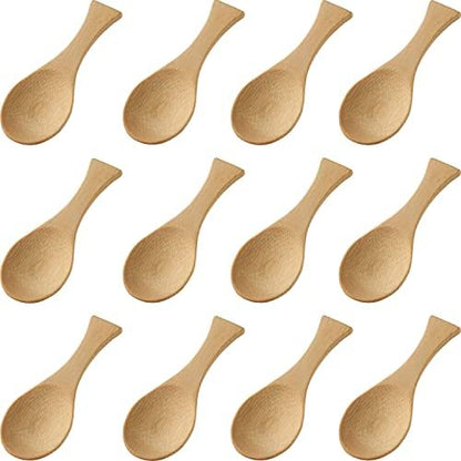  Mini Wooden Spoons Feed Spoons Scoop Sugar Salt Tea Leaf Milk Powder Scale Teaspoons Measuring Scoop Seasoning Spoons (S-12)