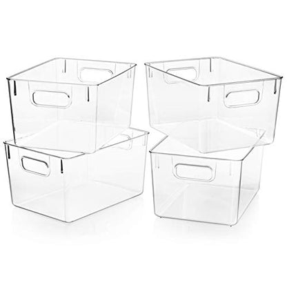  Plastic Storage Bins – Perfect Kitchen Organization Or Pantry Storage – Fridge Organizer, Pantry Organization And Storage Bins, Cabinet Organizers