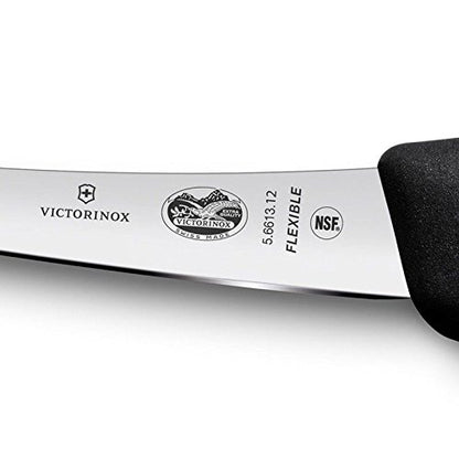 Victorinox 5" Boning Knife, Curved Blade, Flexible, Black Fibrox Handle 5.6613.12
