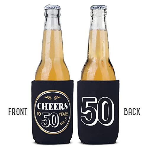  50th Birthday Can Coolers (12 Pack) - Cheers To 50 Years , Happy 50th Birthday Decorations For Men , Over The Hill Party Supplies 50th Birthday Party Favors For Guests , 50 Year Old