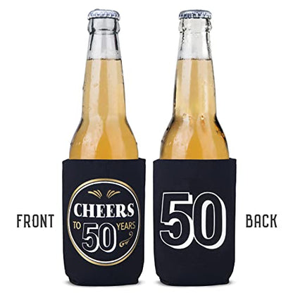  50th Birthday Can Coolers (12 Pack) - Cheers To 50 Years , Happy 50th Birthday Decorations For Men , Over The Hill Party Supplies 50th Birthday Party Favors For Guests , 50 Year Old