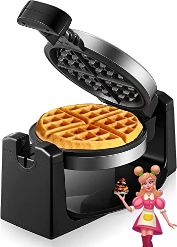  Waffle Maker, Belgian Waffle Maker 180° Flip Waffle Iron With Nonstick Plates, Classic 1" Thick Waffles, Included Recipe, Removable Drip Tray, Browning Control, 1100W, Stainless Steel
