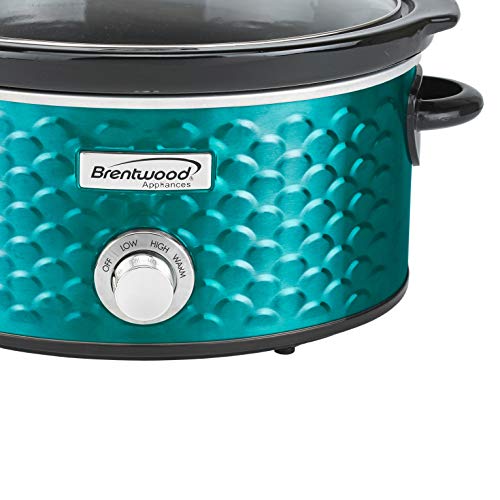  SC-140BL Slow Cooker Scallop Pattern, 4.5 Quart, Blue