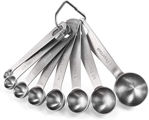  Measuring Spoons: U-Taste 18/8 Stainless Steel Measuring Spoons Set Of 7 Piece: 1/8 Tsp, 1/4 Tsp, 1/2 Tsp, 3/4 Tsp, 1 Tsp, 1/2 Tbsp & 1 Tbsp Dry And Liquid Ingredients