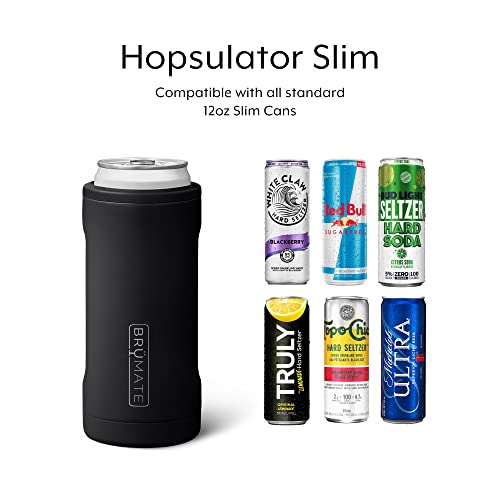  Hopsulator Slim Can Cooler Insulated For 12oz Slim Cans | Skinny Can Coozie Insulated Stainless Steel Drink Holder For Hard Seltzer, Beer, Soda, And Energy Drinks (Denim)
