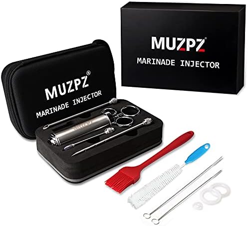  Stainless Steel Meat Injector Kit, Meat Injector Syringe With Needles, Seasoning Injector Marinades For Meats, MUZPZ Turkey Injector Marinade Flavors For BBQ Grill Smoker Christmas Gifts