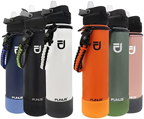  64oz Insulated Water Bottle (2 Lids) 64 Oz Vacuum Stainless Steel Water Bottle With Handle Flip Top Lid And Paracord BPA Free Metal Water Jug Sports Outdoor Camping