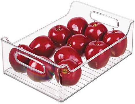  BPA-Free Plastic Pantry And Kitchen Storage, Freezer And Fridge Organizer Bin With Easy Grip Handles – 14.5" X 5" X 5", Set Of 2, Clear