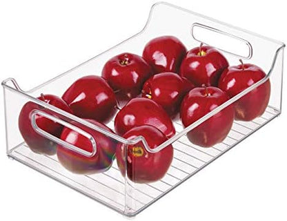  BPA-Free Plastic Pantry And Kitchen Storage, Freezer And Fridge Organizer Bin With Easy Grip Handles – 14.5" X 5" X 5", Set Of 2, Clear