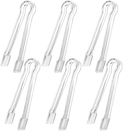  6 PCS Clear Plastic Serving Tongs, 6.3 Inch Mini Serving Utensils Plastic Tongs Ice Tongs For Buffet Bar Kitchen BBQ Appetizers Pastries