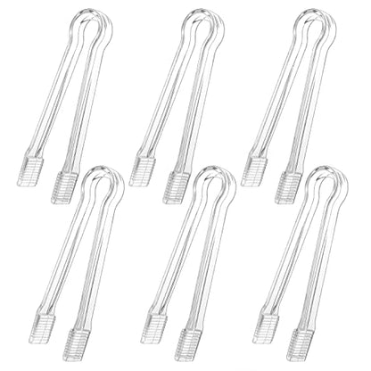  6 PCS Clear Plastic Serving Tongs, 6.3 Inch Mini Serving Utensils Plastic Tongs Ice Tongs For Buffet Bar Kitchen BBQ Appetizers Pastries