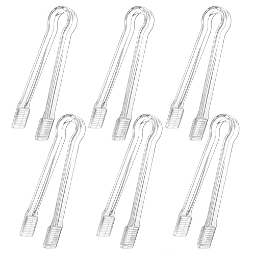  6 PCS Clear Plastic Serving Tongs, 6.3 Inch Mini Serving Utensils Plastic Tongs Ice Tongs For Buffet Bar Kitchen BBQ Appetizers Pastries