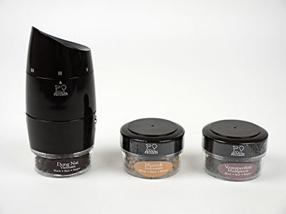 Peugeot Zanzibar U'Select Pepper Mill With 3 Interchangeable Peppers And Tray Set, Black