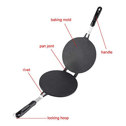 Non Stick Egg Roll Waffle Cone Maker Double Side Aluminum Alloy Ice Cream Cone Maker Omelette Pancake Baking Pan Cake Bakeware Cooking Tools With Heat Insulation Handle