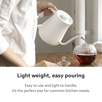 The Kettle | Electric Lightweight Gooseneck Kettle | Stainless Steel | 0.6L (20fl Oz) Capacity | Neon Light Indicator | Perfect For Tea And Coffee | K02H-WH | White | US Version