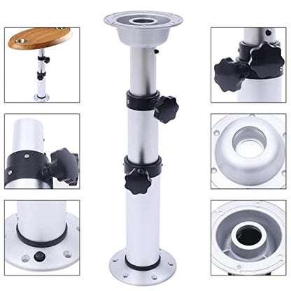  Adjustable Table Pedestal Stand 16.9-28.7 Inch Aluminum Table Base For RV Marine Boat Caravan Motorhome (Stepped Adjustment)