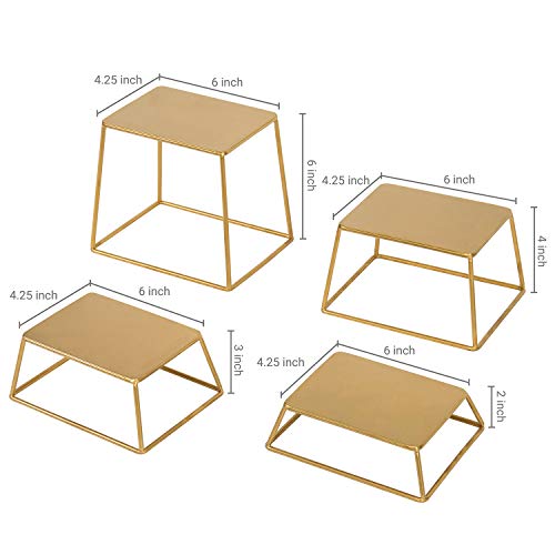 Modern Brass Tone Metal Nesting Buffet Table Food Or Retail Display Risers, Set Of 4