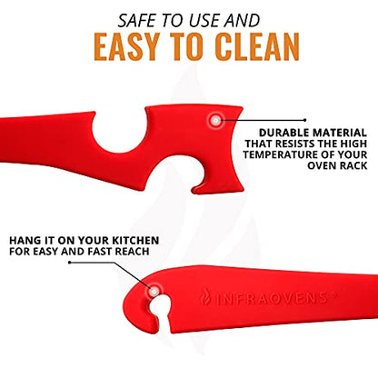  Ilicone Oven Rack Push Pull Tool With Longer Handle Ideal For Kitchen Oven, Toaster Oven, Air Fryer, Convection Oven And Small Kitchen Appliances
