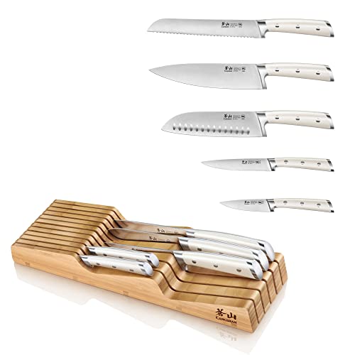  S1 Series 1023022 German Steel Forged 5-Piece Knife Set With Bamboo In Drawer Knife Block