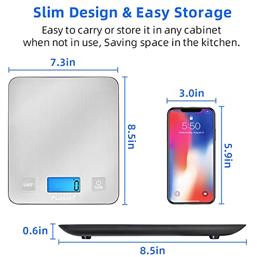  Digital Kitchen Scale, 5000g/11lb X 0.1oz Food Scales Digital Weight Grams And Oz For Weight Loss, Cooking And Baking, 5 Units With Tare Function, Easy Clean Stainless Steel(Battery Included)