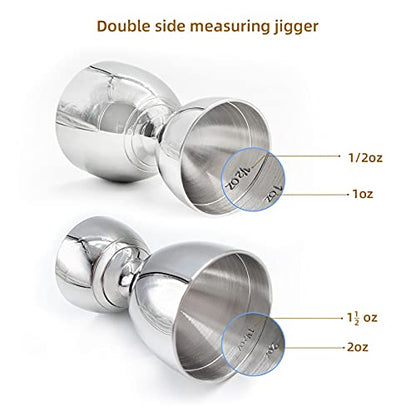  Cocktail Jigger For Bartending, MOSEHOOT Huge Double Jigger 2 Oz 1 Oz Made From Thick Stainless Steel 304, Premium Bar Alcohol Measuring Tools