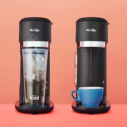 Mr. Coffee® Iced And Hot Coffee Maker, Single Serve Machine With 22-Ounce Tumbler And Reusable Coffee Filer, Black