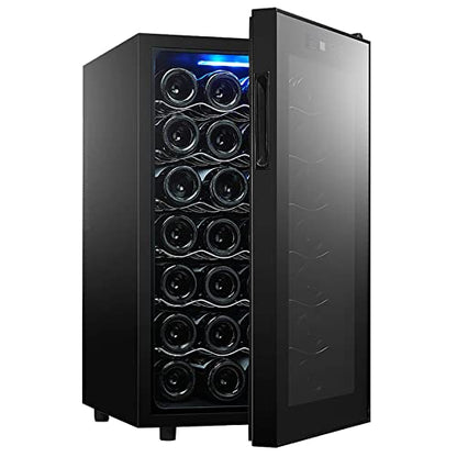  ATAAY 28 Bottle Compressor Wine Cooler Refrigerator Freestanding Quiet Operation Wine Fridges Cellar Digital Touch Display Anti Light Finish Auto-Defrost Double-Layer Glass Door