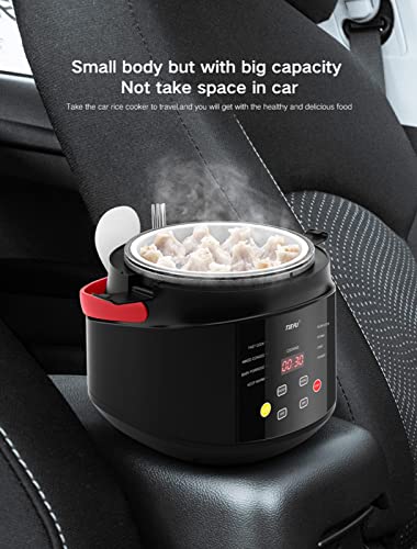  12V/24V Universal Car Rice Cooker, Portable Mini Rice Cooker, 2L Small Electric Rice Cooker And Steamer, Perfect For RV, Truck(Black)