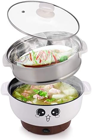  4-in-1 Multifunction Electric Cooker Skillet Wok Electric Hot Pot For Cook Rice Fried Noodles Stew Soup Steamed Fish Boiled Egg Small Non-stick With Lid (2.3L, Without Steamer)